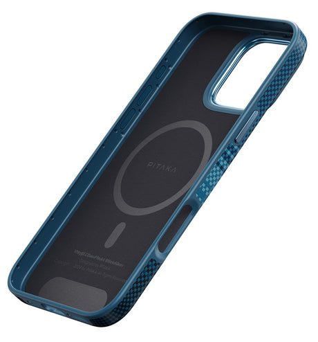 Magsafe Калъф за iPhone 16 Pro Max, Pitaka Military-Grade Protective Moonrise Case, Син (3)