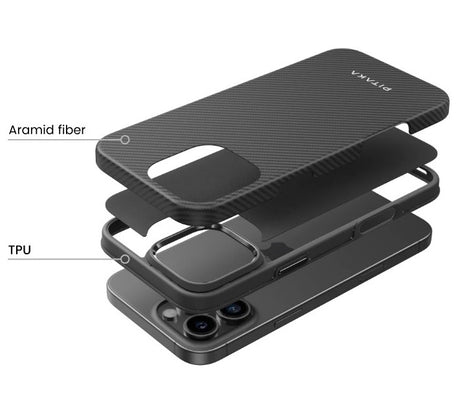 Magsafe Калъф за iPhone 16 Pro Max, Pitaka Military-Grade Protective Black-Grey Twill Case, Черен (8)