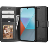 Кожен Калъф с Джобове за Xiaomi Redmi Note 13 Pro 4G, Tech-Protect Wallet Book Case, Черен