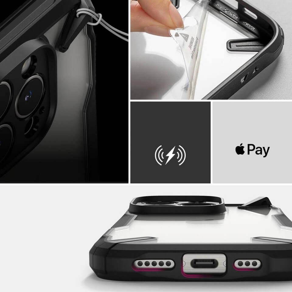 Противоударен Калъф за iPhone 16 Pro, Ringke Fusion X Case, Черен (5)