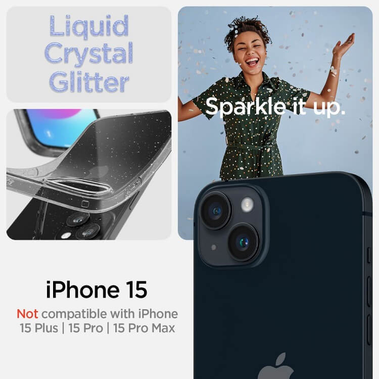 Блестящ Калъф за iPhone 16, Spigen Liquid Crystal Glitter Case, Прозрачен (8)