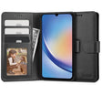 Кожен Калъф с Джобове за Samsung A35, Tech-Protect Wallet Book Case, Черен