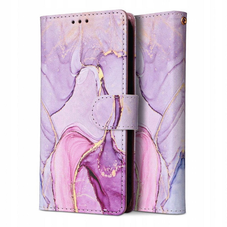 Кожен Калъф с Джобове за Samsung A35, Tech-Protect Wallet Marble Book Case, Лилав