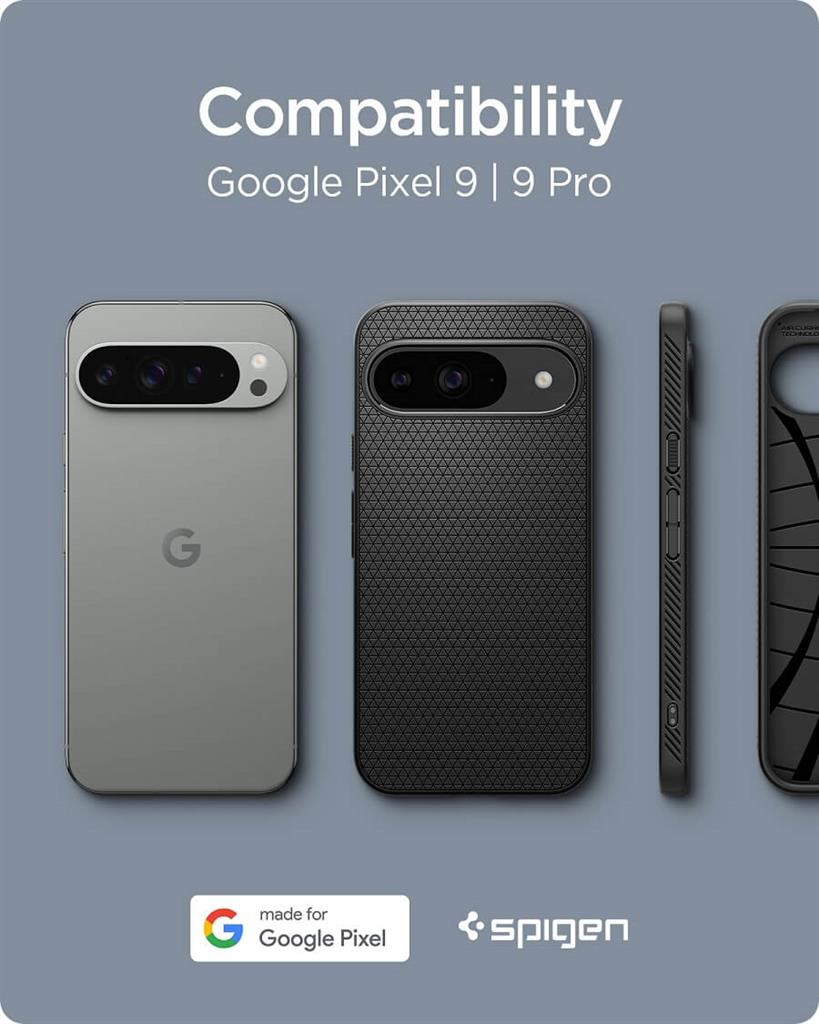 Противоударен Калъф за Google Pixel 9 Pro/ 9, Spigen Liquid Air Case, Черен (7)