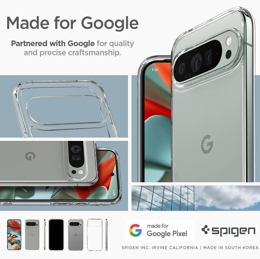 Противоударен Калъф за Google Pixel 9 Pro XL, Spigen Ultra Hybrid Case, Прозрачен (9)