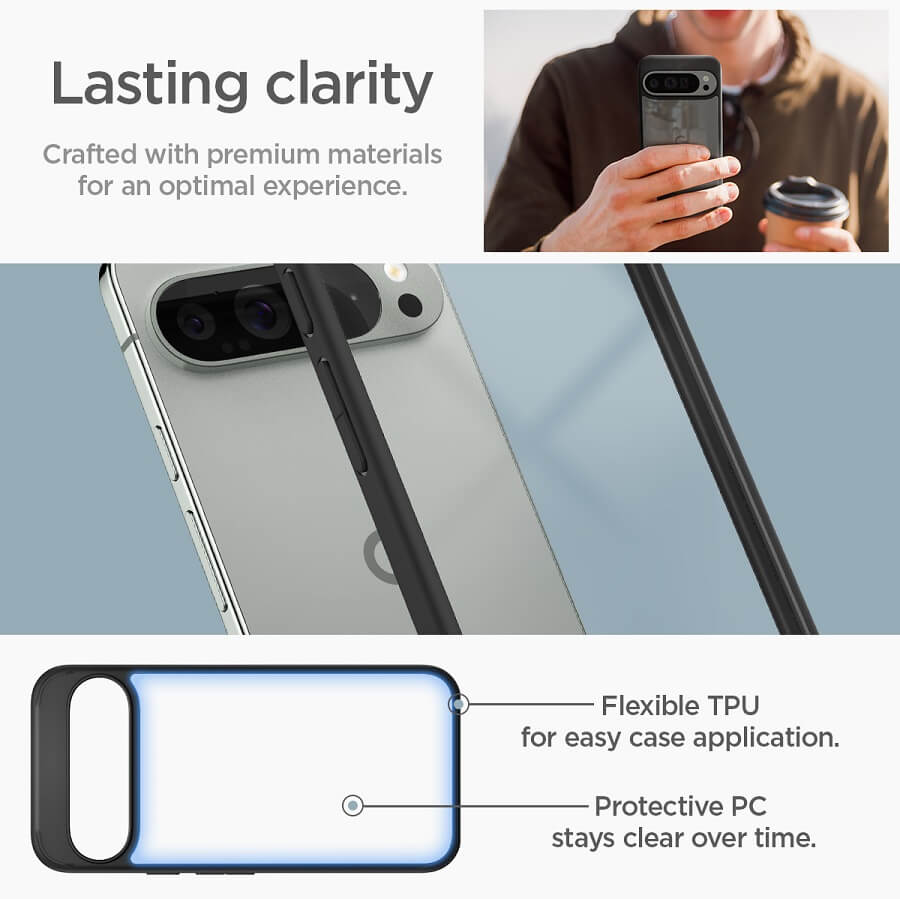 Противоударен Калъф за Google Pixel 9 Pro XL, Spigen Ultra Hybrid Case, Черен (6)