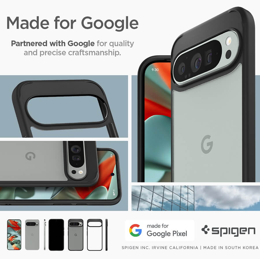 Противоударен Калъф за Google Pixel 9 Pro XL, Spigen Ultra Hybrid Case, Черен (9)