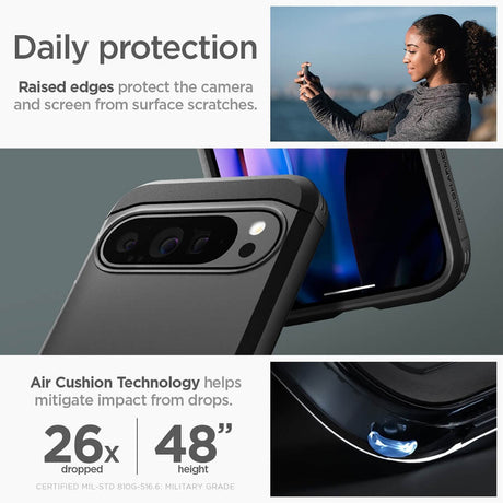 Калъф с Поставка за Google Pixel 9 Pro XL, Spigen Tough Armor Case, Черен (9)