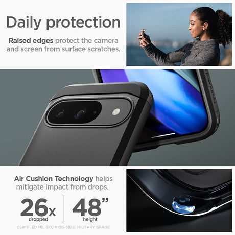 Калъф с Поставка за Google Pixel 9 Pro/ 9, Spigen Tough Armor Case, Черен (9)