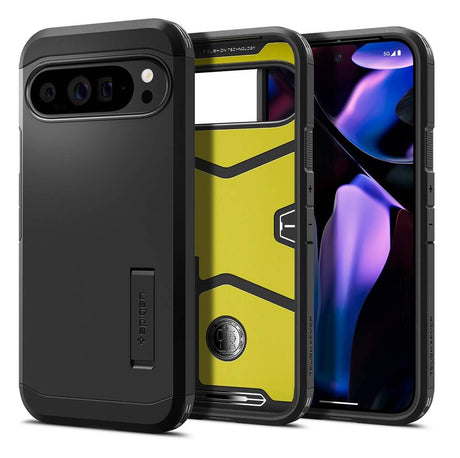 Калъф с Поставка за Google Pixel 9 Pro XL, Spigen Tough Armor Case, Черен