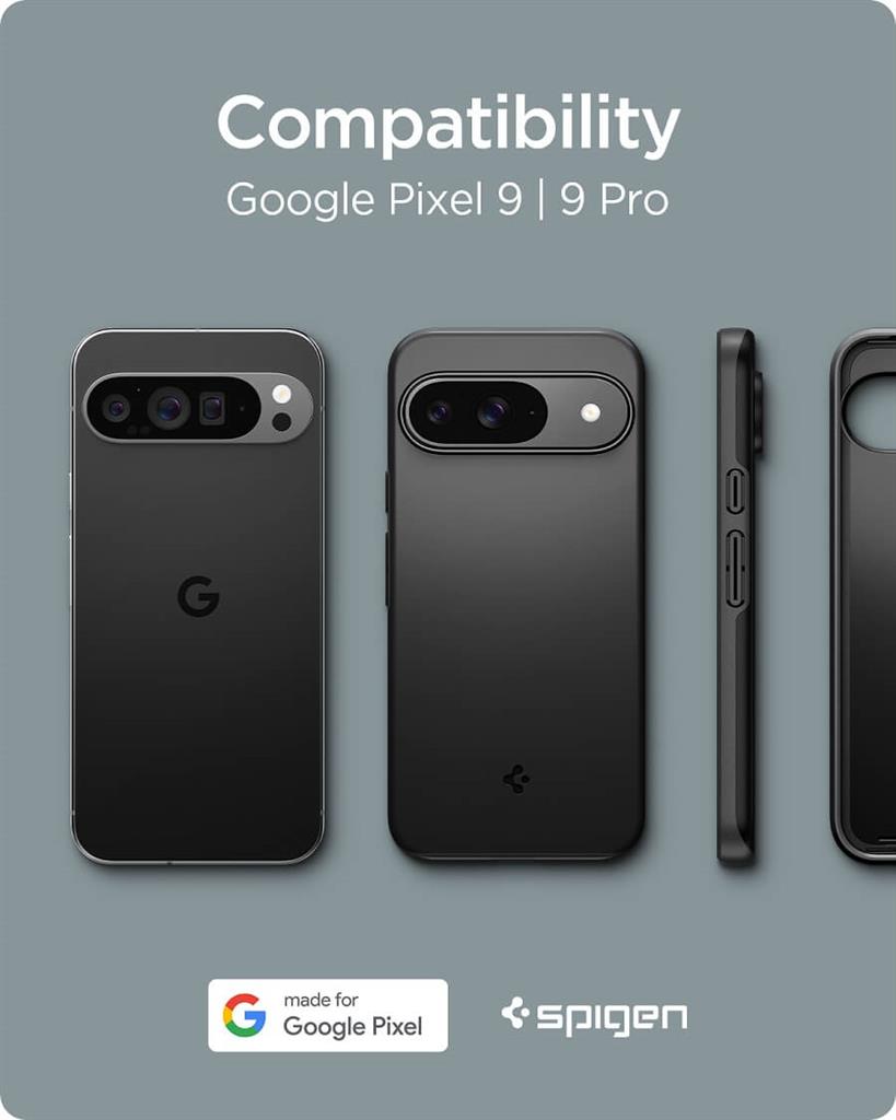 Противоударен Калъф за Google Pixel 9 Pro/ 9, Spigen Thin Fit Case, Черен (8)