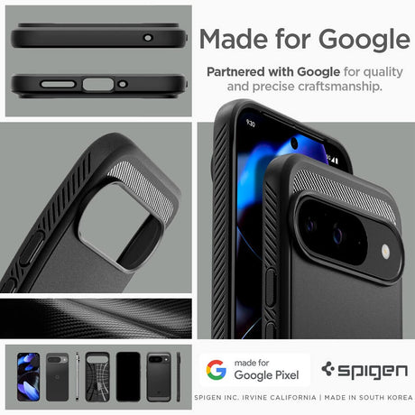 Противоударен Калъф за Google Pixel 9 Pro/ 9, Spigen Rugged Armor Case, Черен (11)
