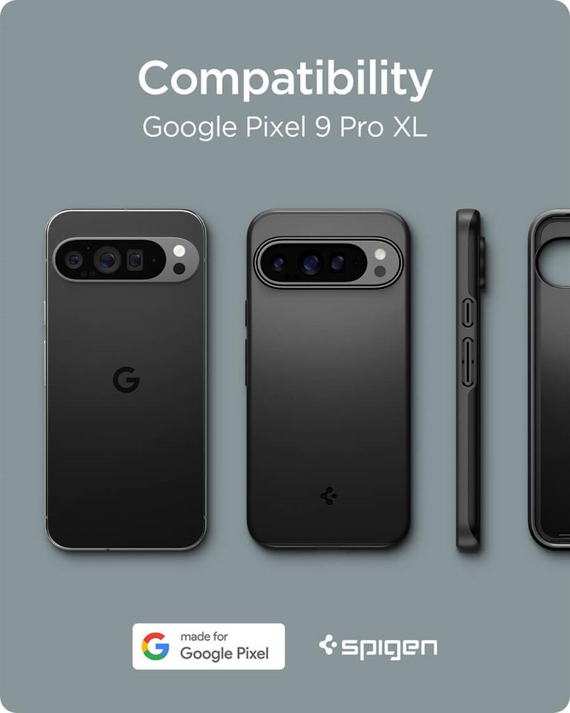 Противоударен Калъф за Google Pixel 9 Pro XL, Spigen Thin Fit Case, Черен (7)