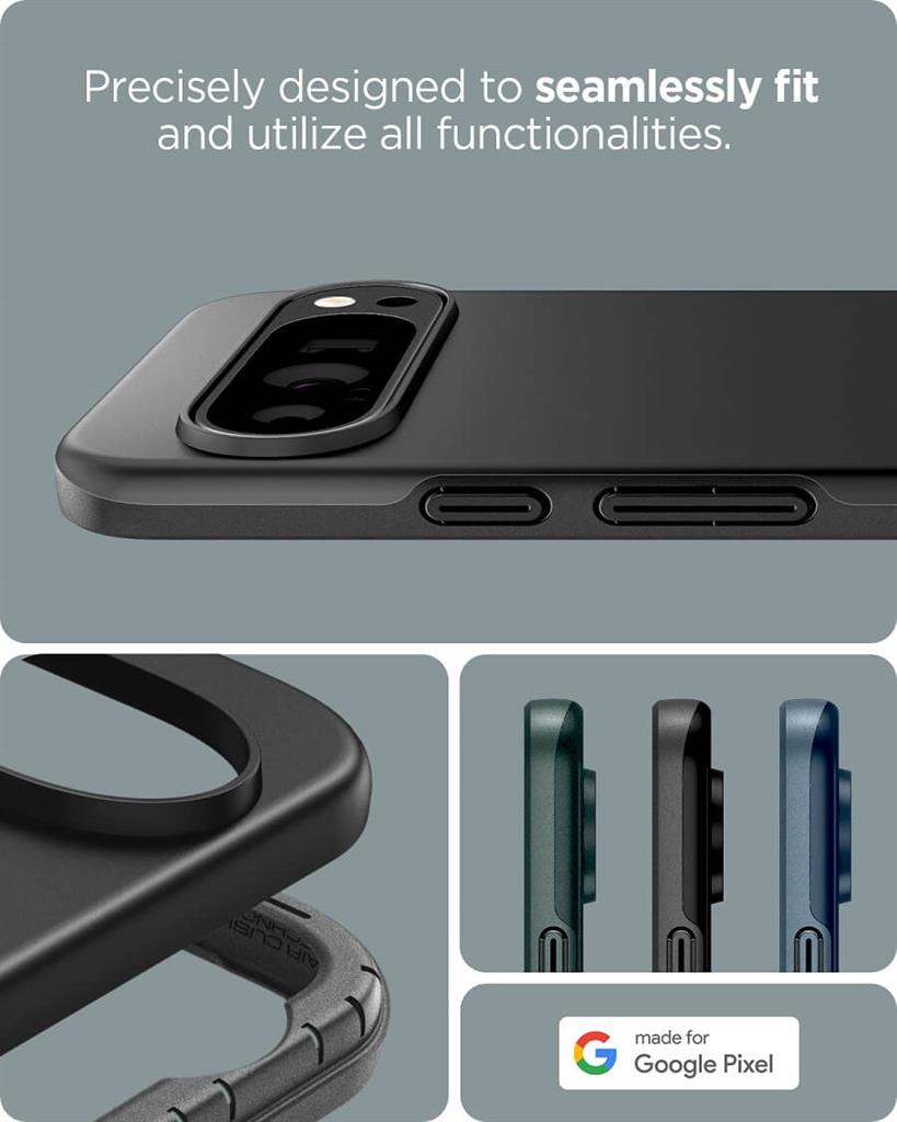 Противоударен Калъф за Google Pixel 9 Pro XL, Spigen Thin Fit Case, Черен (12)