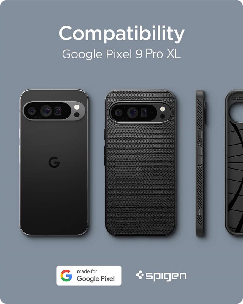 Противоударен Калъф за Google Pixel 9 Pro XL, Spigen Liquid Air Case, Черен (7)