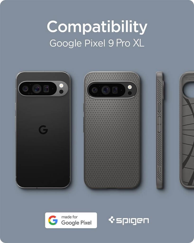 Противоударен Калъф за Google Pixel 9 Pro XL, Spigen Liquid Air Case, Сив (7)