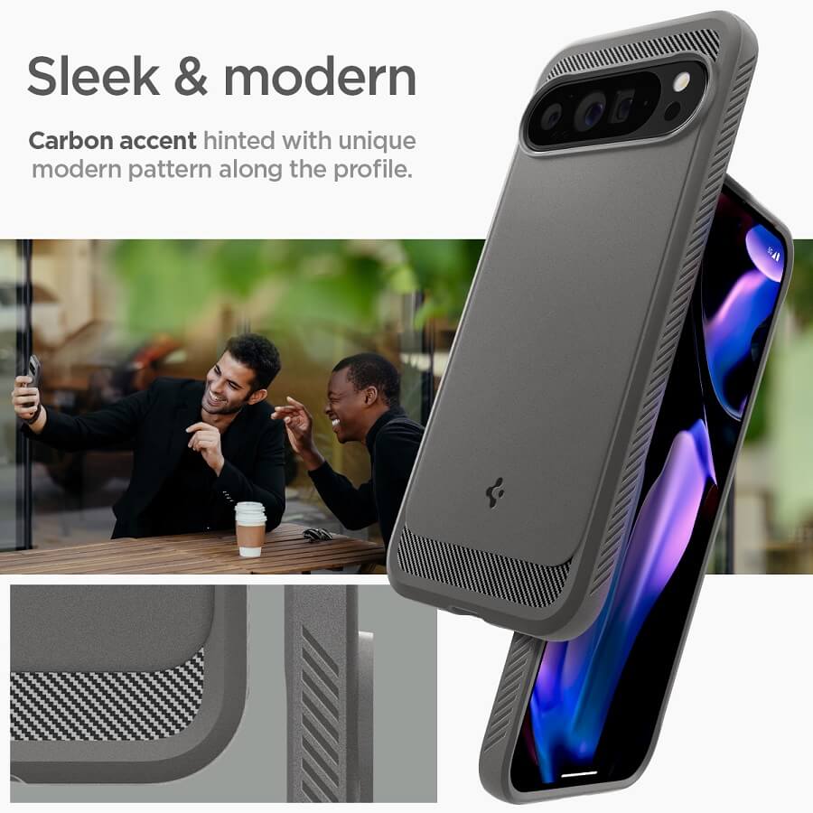 Противоударен Калъф за Google Pixel 9 Pro XL, Spigen Rugged Armor Case, Сив (7)