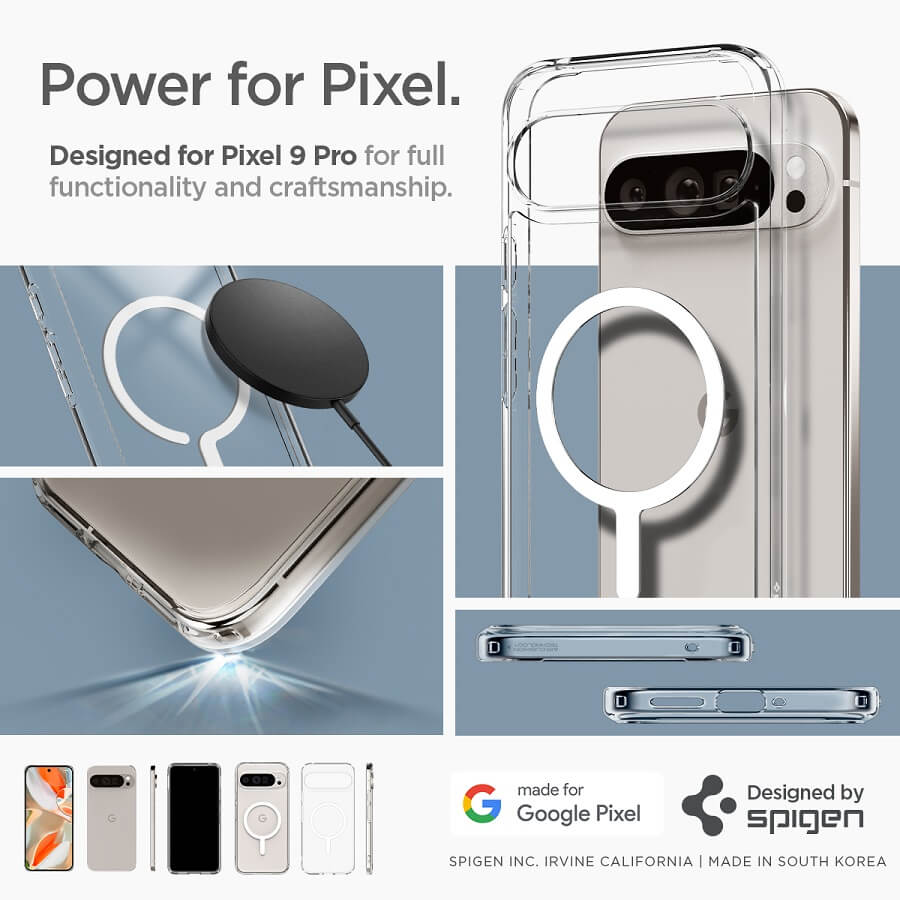 Magsafe Противоударен Калъф за Google Pixel 9 Pro/ 9, Spigen Ultra Hybrid Case, Бял (7)
