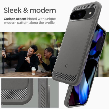 Противоударен Калъф за Google Pixel 9 Pro/ 9, Spigen Rugged Armor Case, Сив (7)