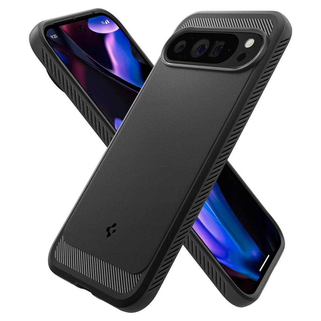 Противоударен Калъф за Google Pixel 9 Pro XL, Spigen Rugged Armor Case, Черен (3)