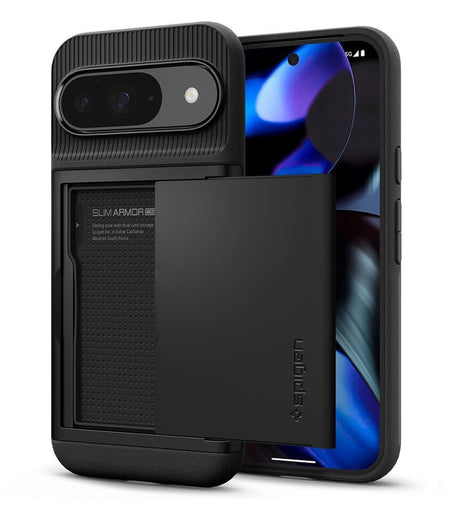 Калъф с Джоб за Карти за Google Pixel 9 Pro/ 9, Spigen Slim Armor CS Case, Черен
