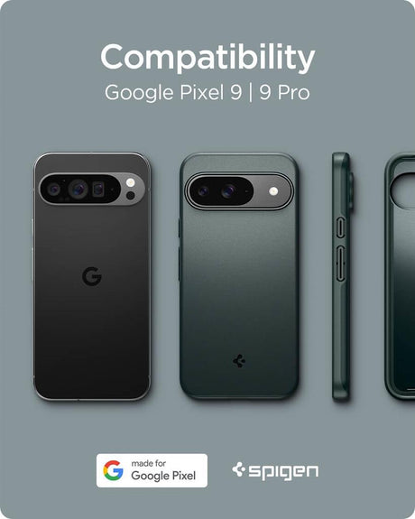 Противоударен Калъф за Google Pixel 9 Pro/ 9, Spigen Thin Fit Case, Зелен (9)
