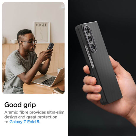 Карбонов Калъф за Samsung Z Fold 5, Spigen AirSkin Pro Case, Черен (7)