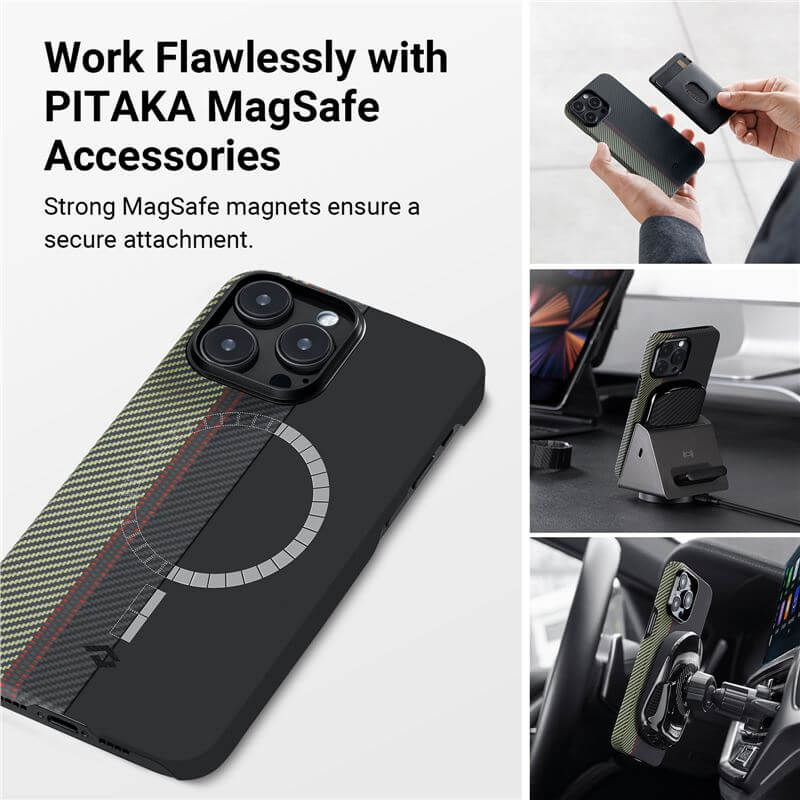 Magsafe Тънък Калъф за iPhone 14 Pro, Pitaka MagEZ 3 Overture Case, Черен (5)