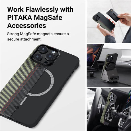 Magsafe Тънък Калъф за iPhone 14 Pro, Pitaka MagEZ 3 Overture Case, Черен (5)