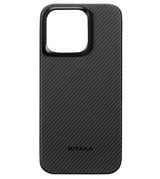 Magsafe Калъф за iPhone 15 Pro Max, Pitaka MagEZ 4 Case Black-Gray Twill, Черен (2)