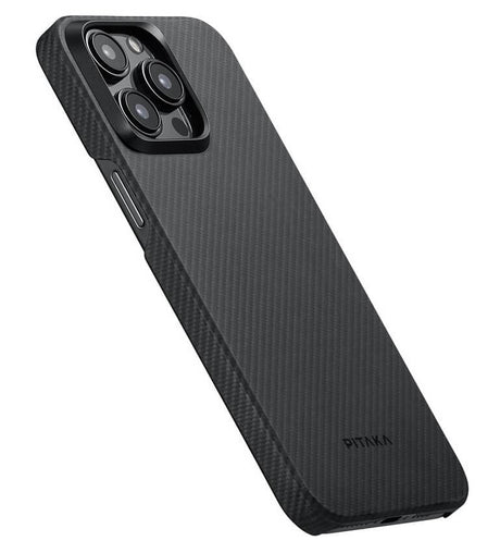 Magsafe Калъф за iPhone 15 Pro Max, Pitaka MagEZ 4 Case Black-Gray Twill, Черен (3)
