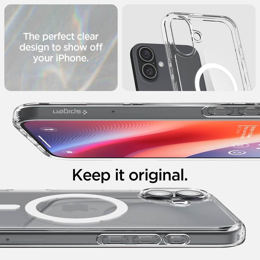 Magsafe Противоударен Калъф за iPhone 16, Spigen Ultra Hybrid Case, Бял (7)