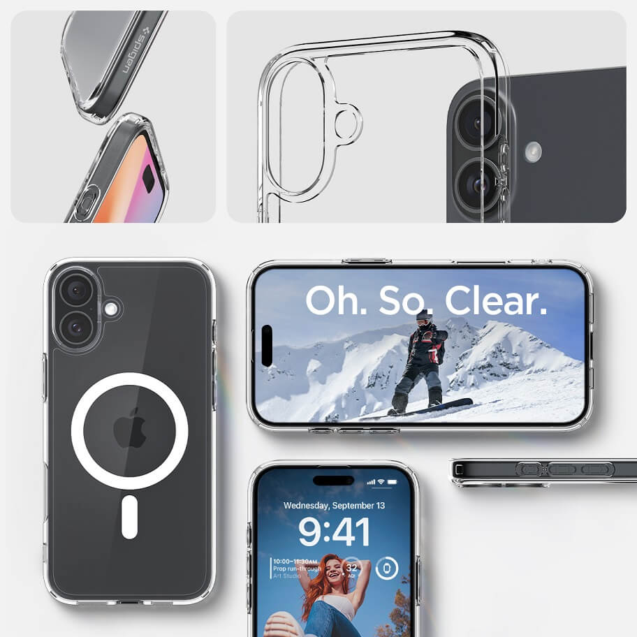 Magsafe Противоударен Калъф за iPhone 16, Spigen Ultra Hybrid Case, Бял (9)