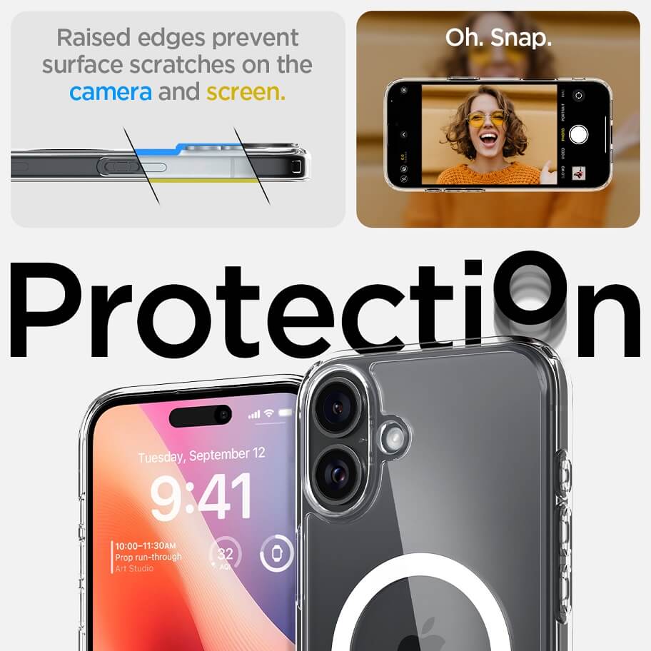 Magsafe Противоударен Калъф за iPhone 16, Spigen Ultra Hybrid Case, Бял (8)