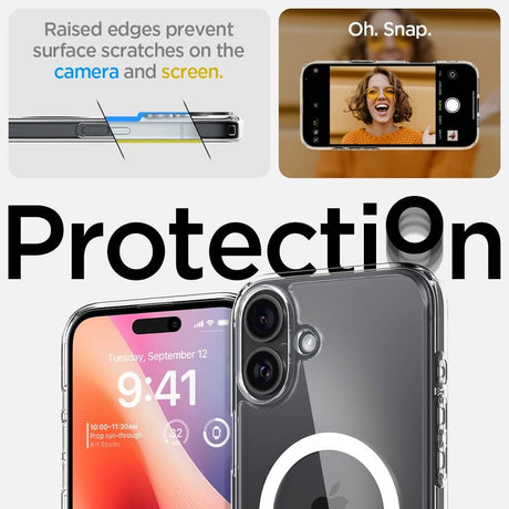 Magsafe Противоударен Калъф за iPhone 16, Spigen Ultra Hybrid Case, Бял (8)