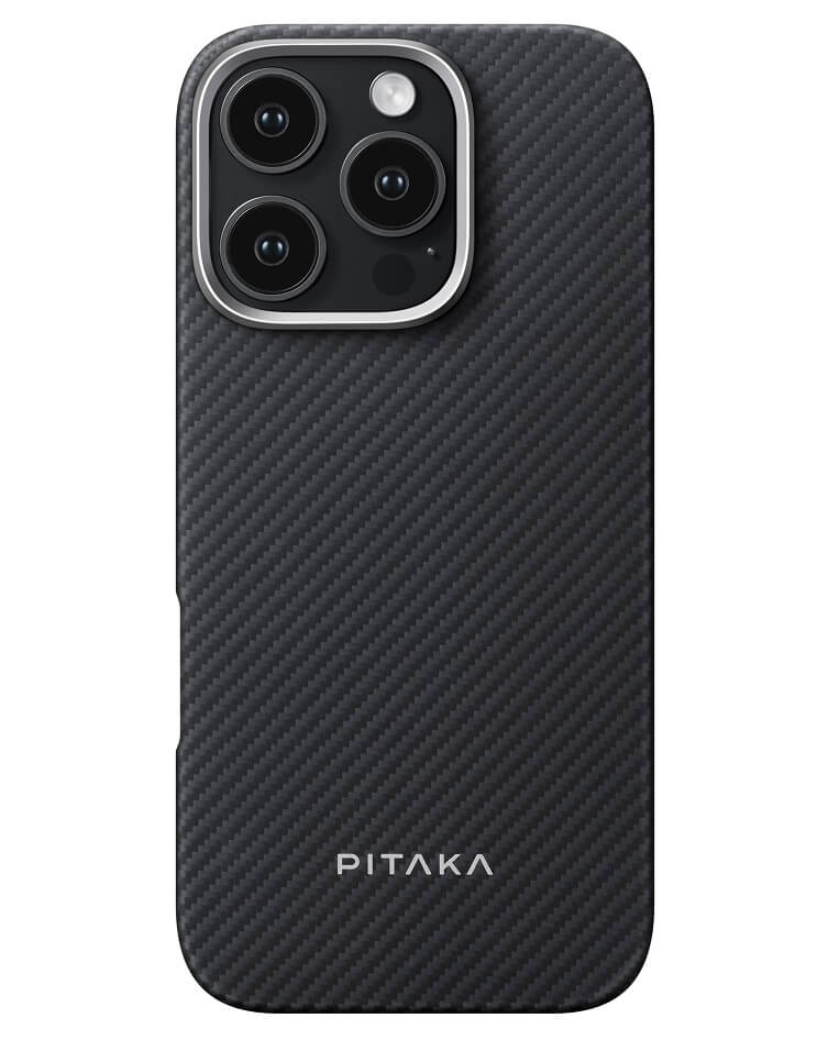 Magsafe Калъф за iPhone 16 Pro Max, Pitaka Edge Case Black-Grey Twill, Черен (2)