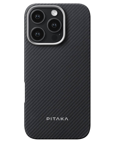 Magsafe Калъф за iPhone 16 Pro Max, Pitaka Edge Case Black-Grey Twill, Черен (2)