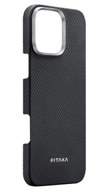 Magsafe Калъф за iPhone 16 Pro, Pitaka Edge Case Black-Grey Twill, Черен (4)