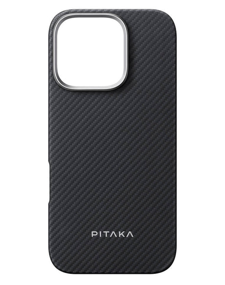 Magsafe Калъф за iPhone 16 Pro, Pitaka Edge Case Black-Grey Twill, Черен (3)