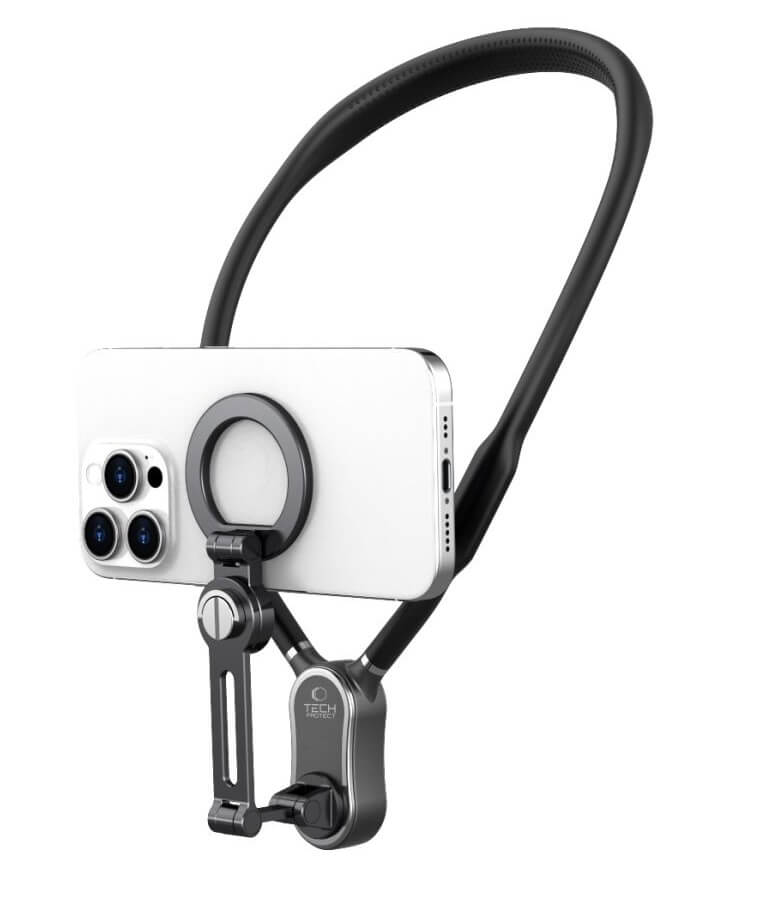 Magsafe Стойка за Врат, Tech-Protect Magnetic Neck Holder, Черен