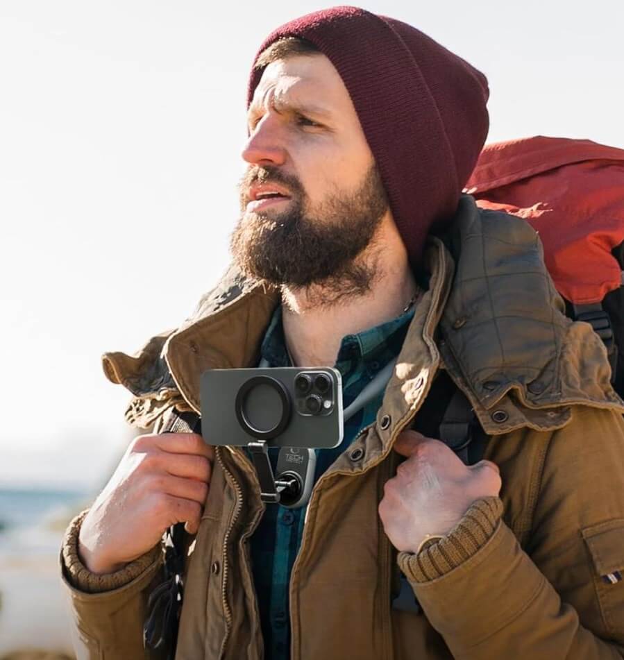 Magsafe Стойка за Врат, Tech-Protect Magnetic Neck Holder, Черен (2)
