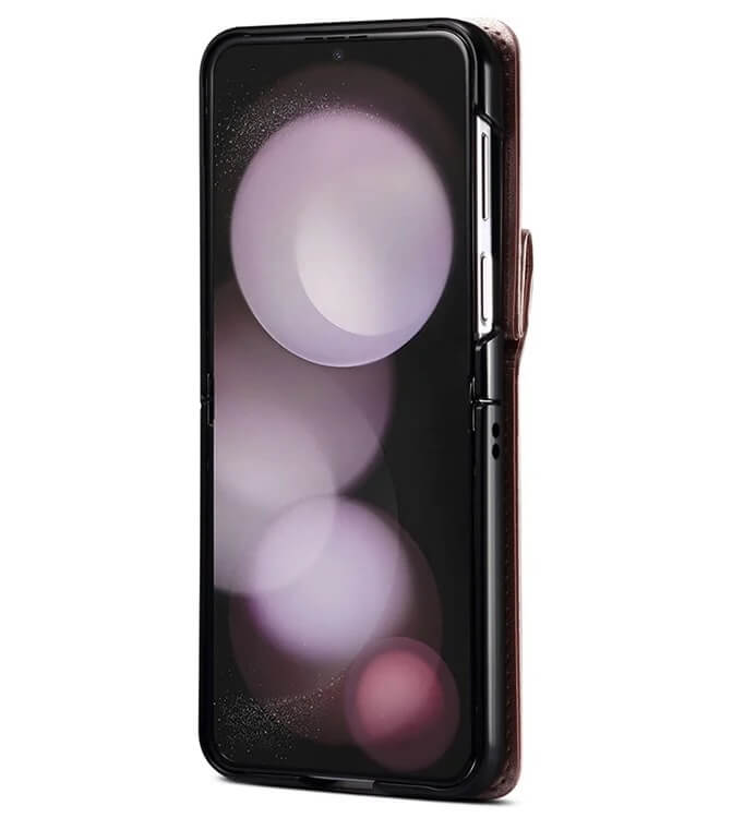 Калъф Портмоне с Презрамка за Samsung Z Flip 7 FE/Z Flip 6, Leather Case, Розов (3)