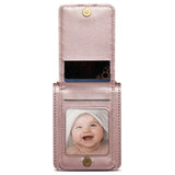 Калъф Портмоне с Презрамка за Samsung Z Flip 7 FE/Z Flip 6, Leather Case, Розов (5)
