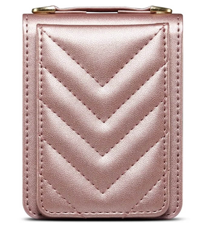 Калъф Портмоне с Презрамка за Samsung Z Flip 7 FE/Z Flip 6, Leather Case, Розов (4)