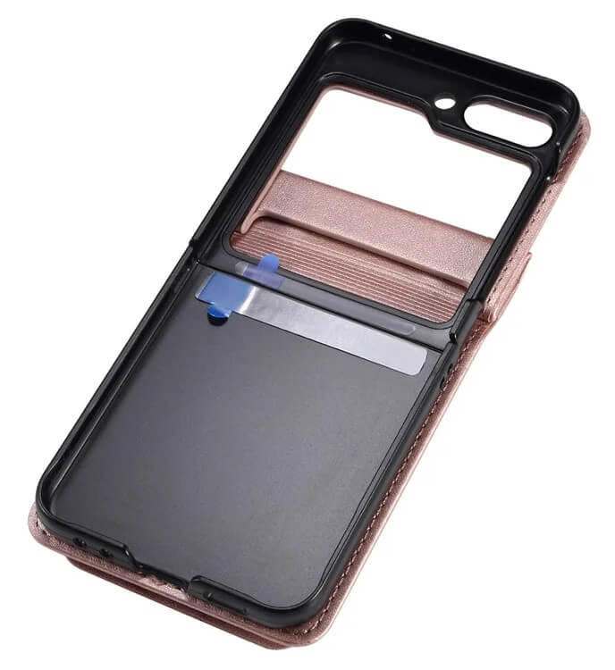 Калъф Портмоне с Презрамка за Samsung Z Flip 7 FE/Z Flip 6, Leather Case, Розов (6)