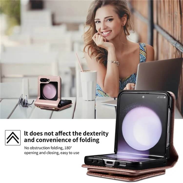 Калъф Портмоне с Презрамка за Samsung Z Flip 7 FE/Z Flip 6, Leather Case, Розов (10)
