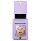 Калъф Портмоне с Презрамка за Samsung Z Flip 7 FE/Z Flip 6, Leather Case, Лилав (4)