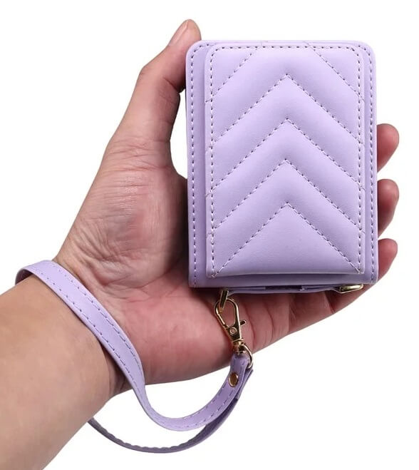 Калъф Портмоне с Презрамка за Samsung Z Flip 7 FE/Z Flip 6, Leather Case, Лилав (6)