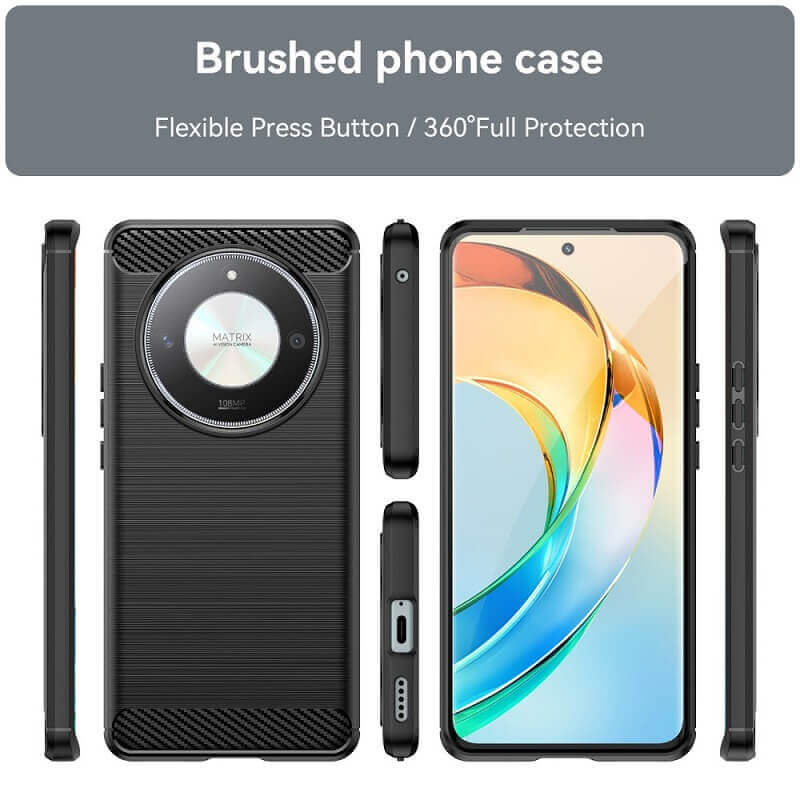 Противоударен Калъф за Honor Magic 6 Lite, Premium Carbon Case, Черен (8)