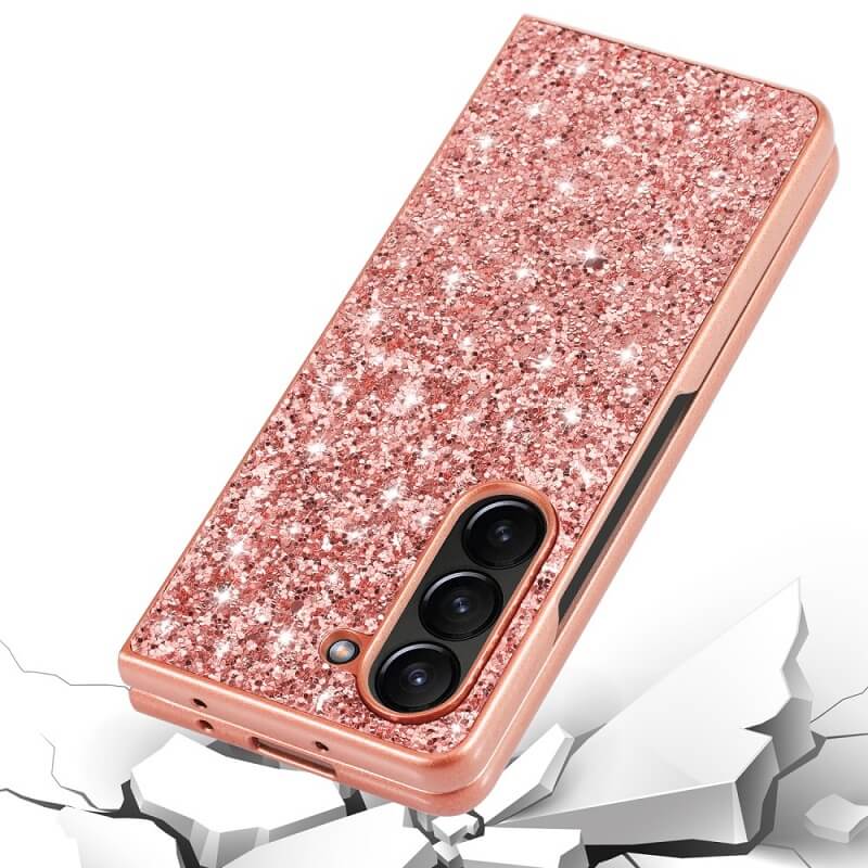 Калъф с Блестяща Декорация за Samsung Z Fold 6, Glitter Electroplating Case, Розов (3)